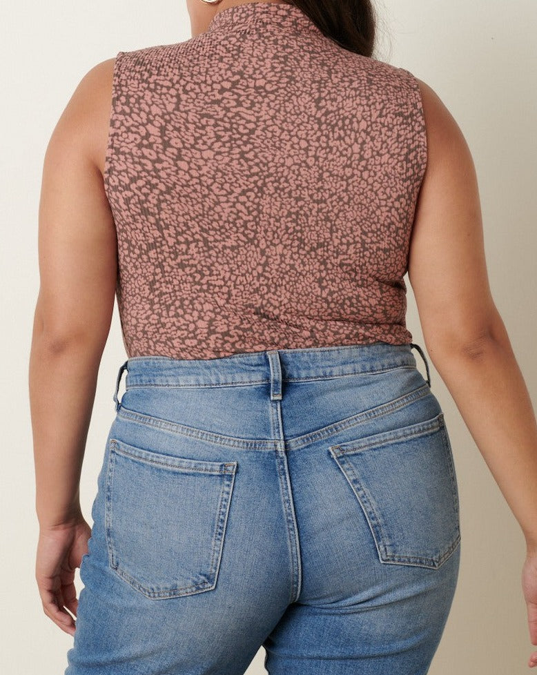 Wild Mock Neck Mauve Top (Curvy)