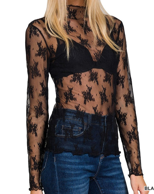 Layered Up Black Laced Mesh Top