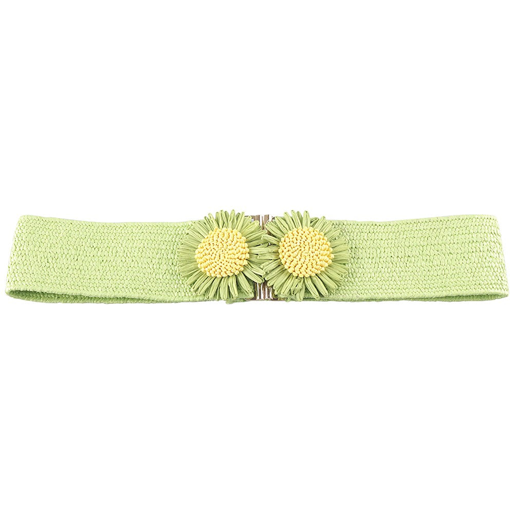 Tri Flower Lime Stretch Belt