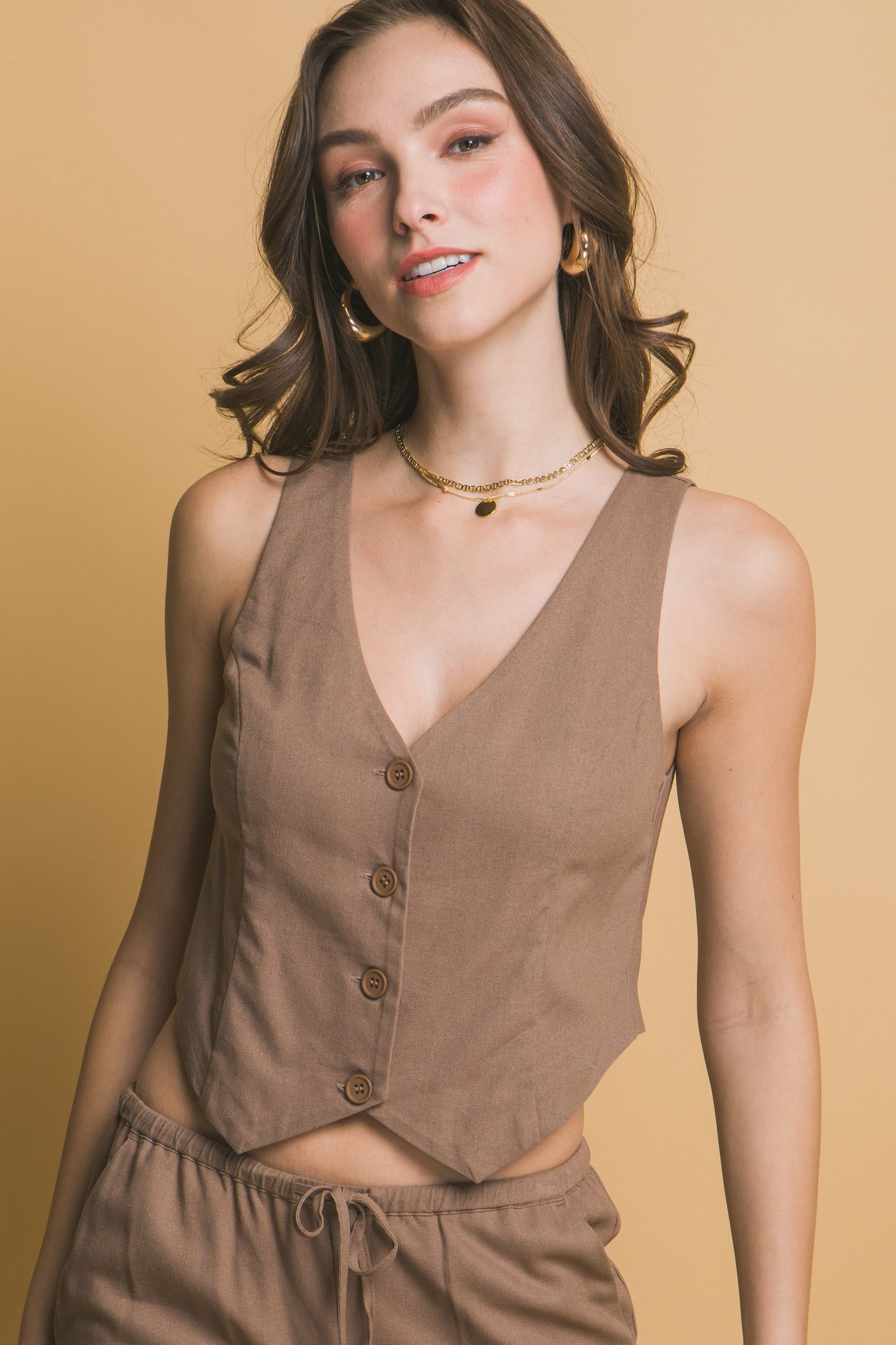 Linen Mocha Linen Vest