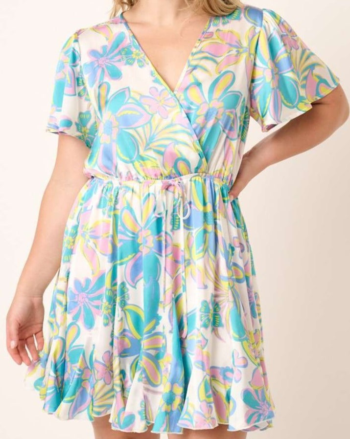 Flower Print Godet Dress