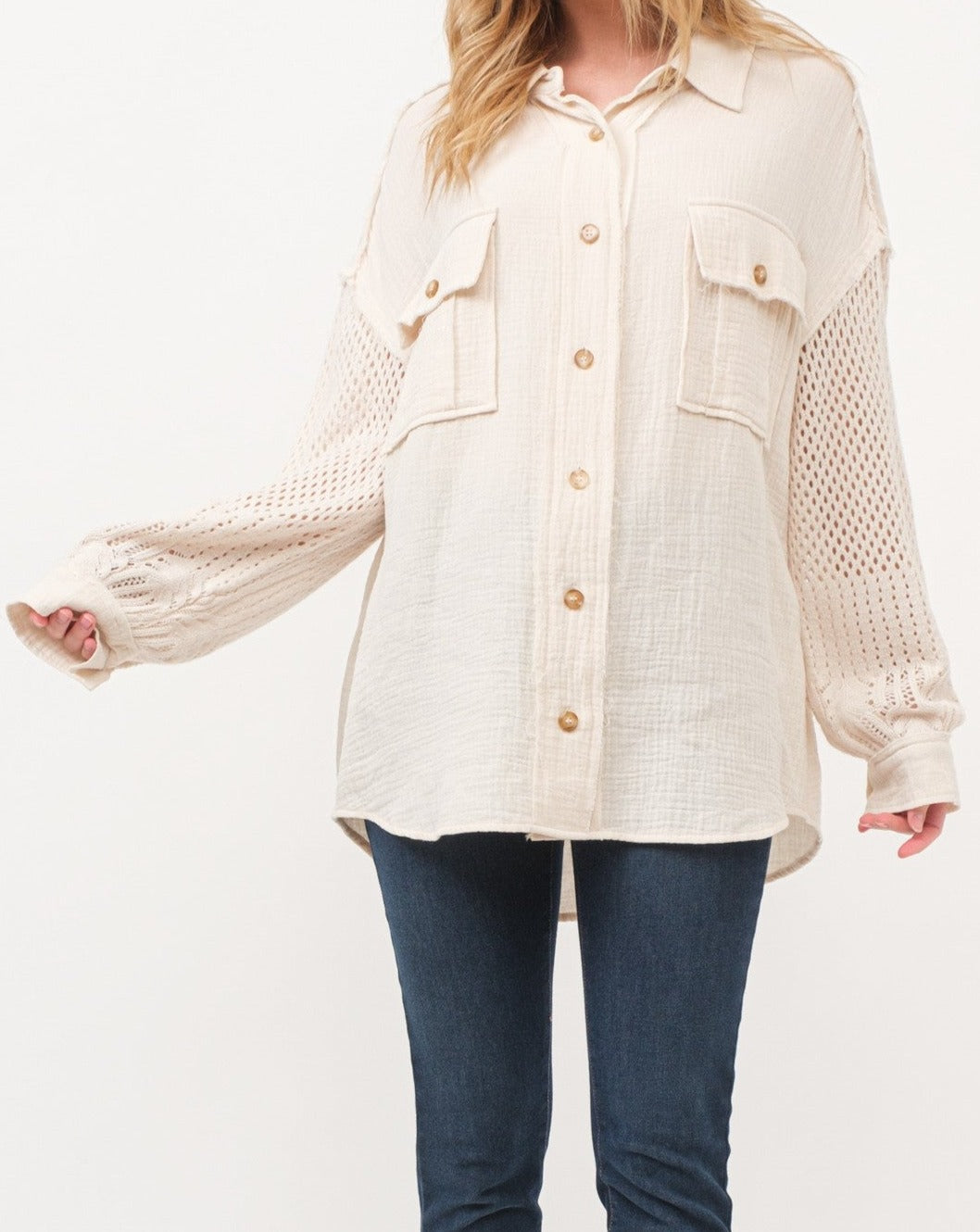 Cream Vintage Shacket 100% Cotton