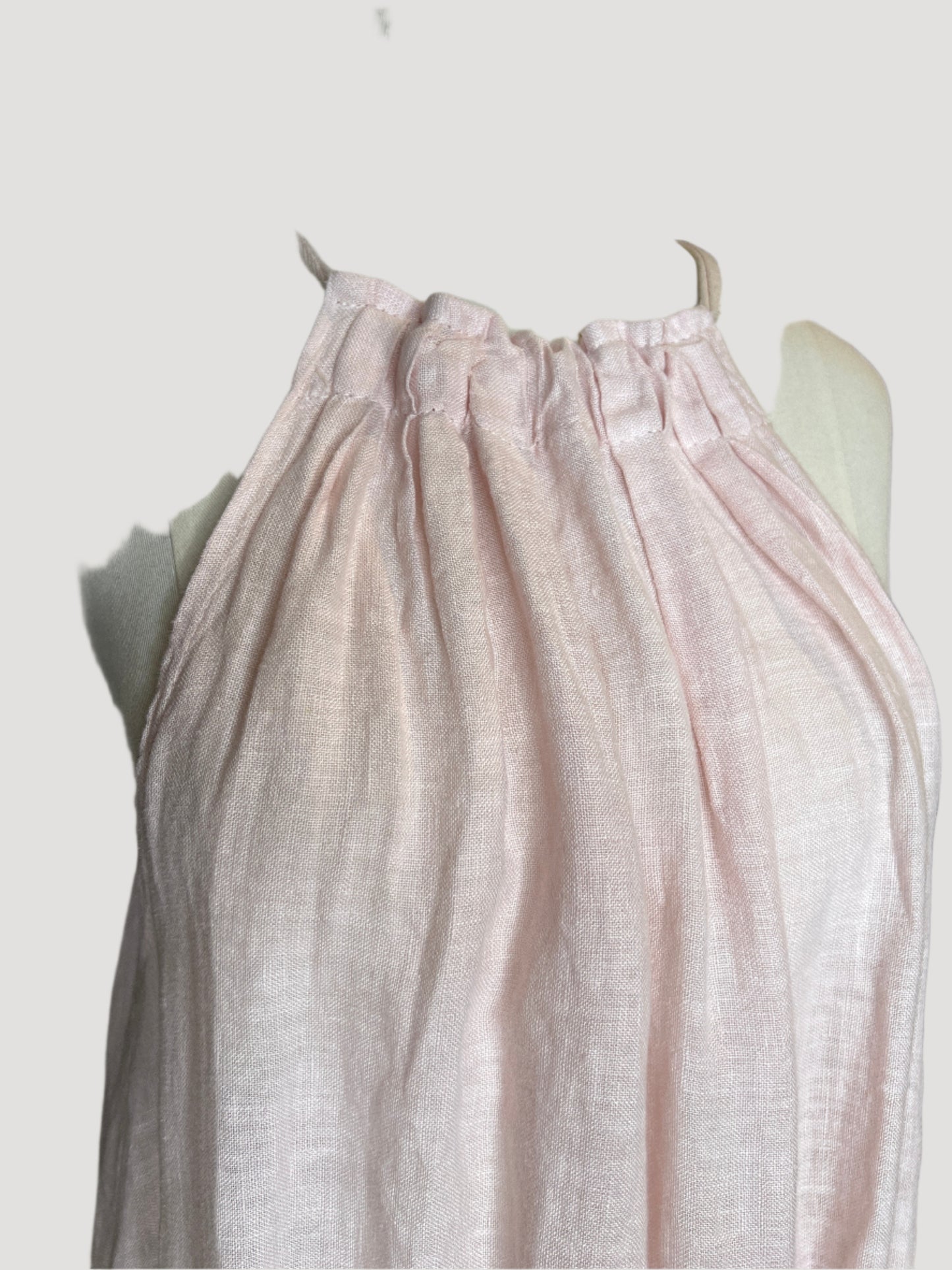 Soft Pink 100% Linen Dress