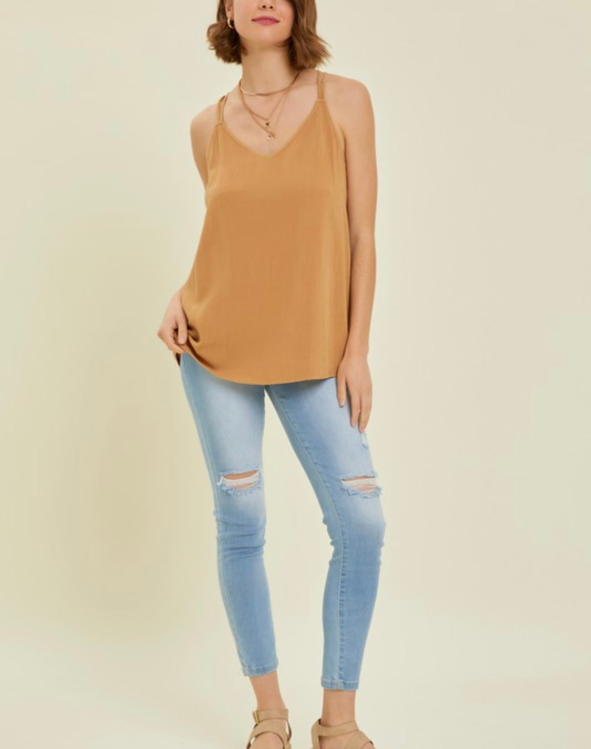 Starlight Caramel Twist Back Tank