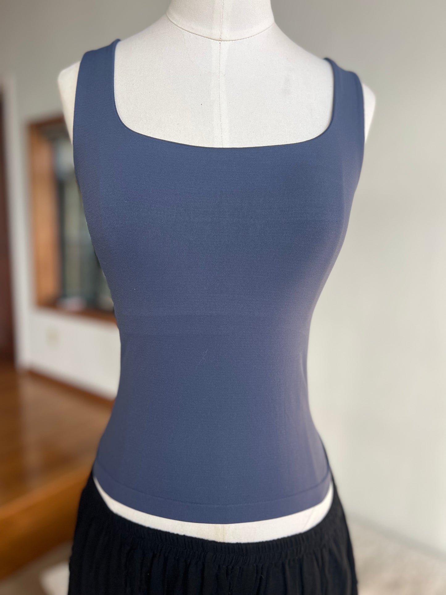 Olivia Steel Blue Seamless Square Neck Tank