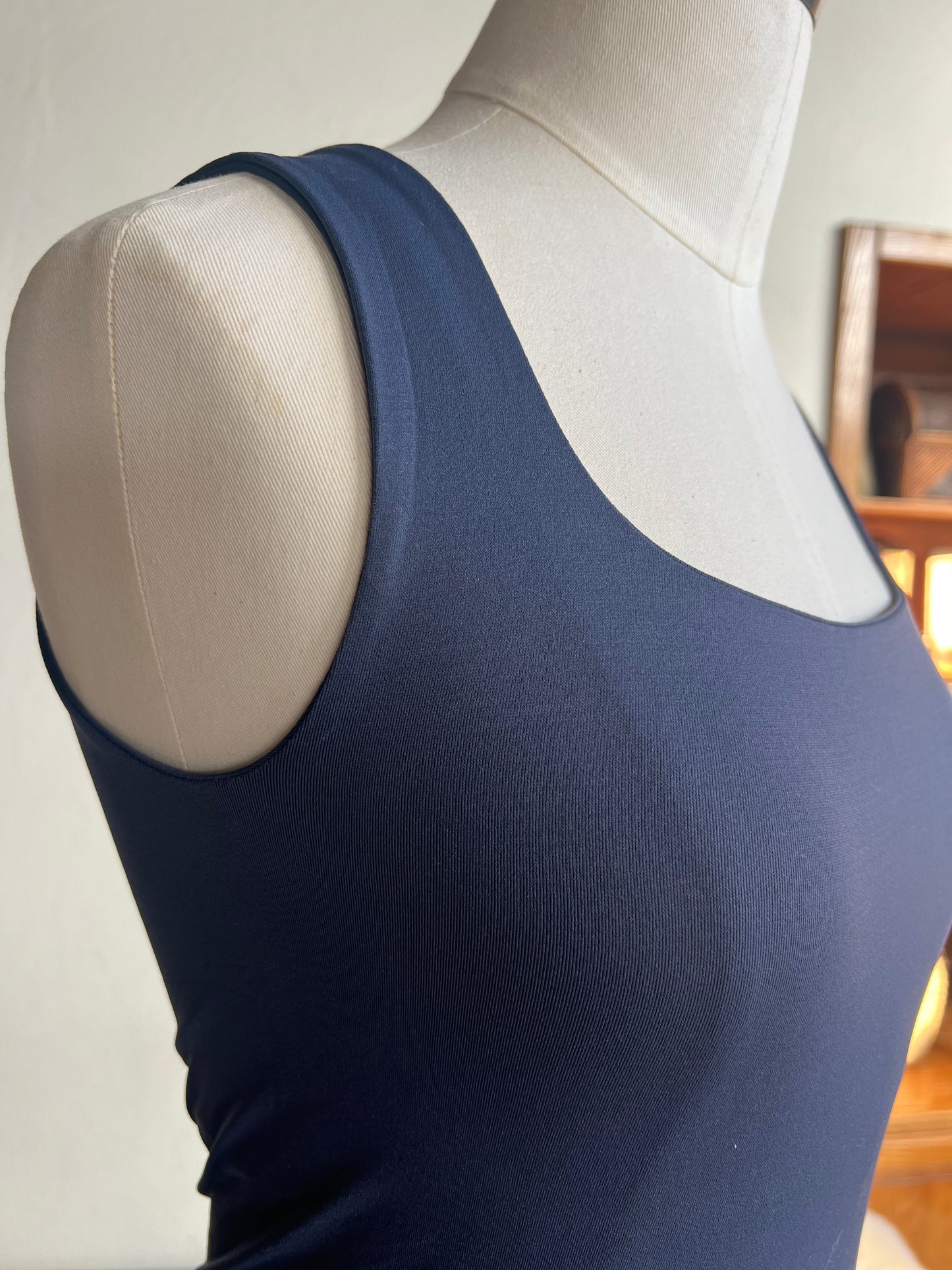 Olivia Steel Blue Seamless Square Neck Tank