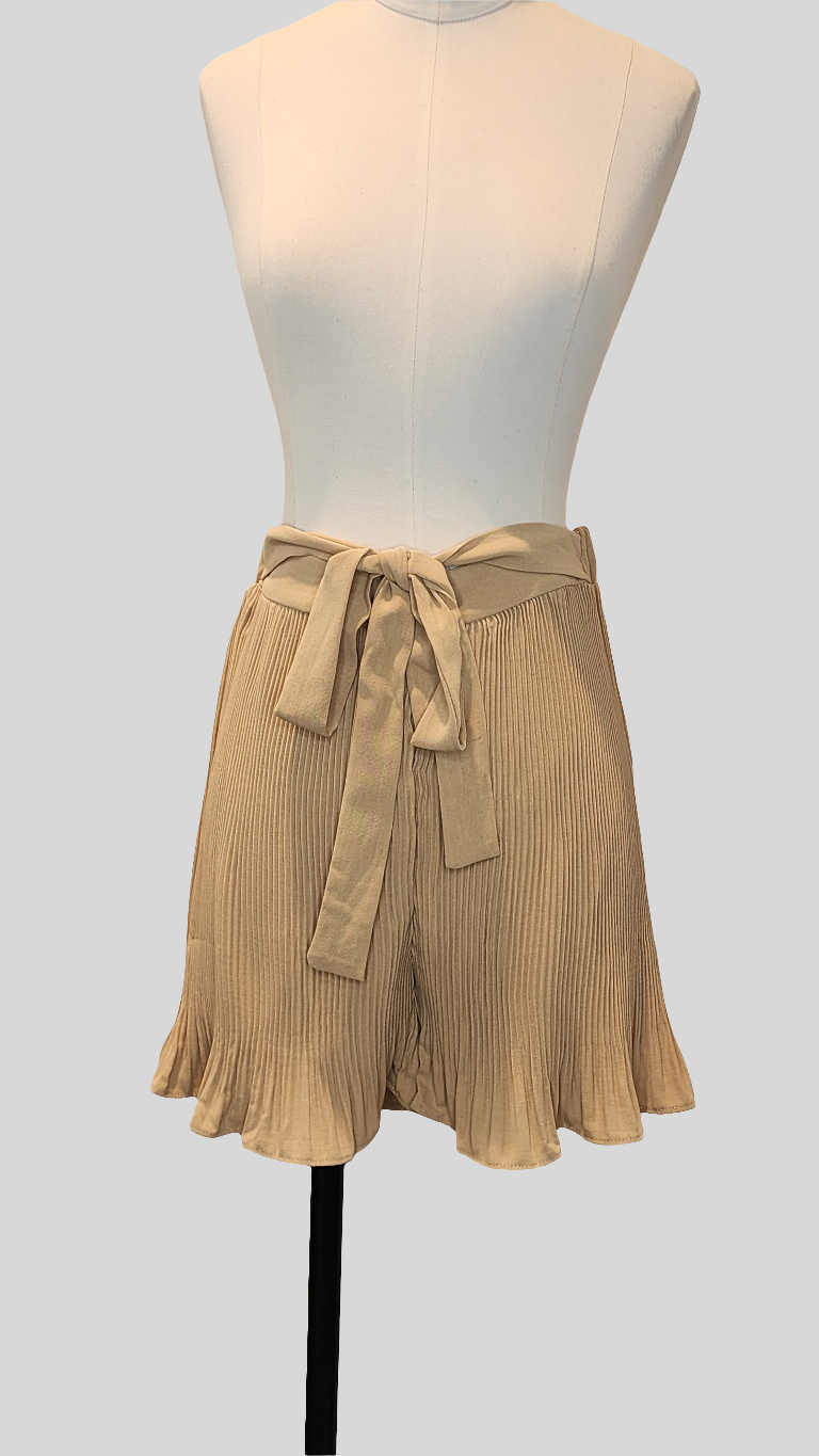 Rachel Mocha Pleated Shorts