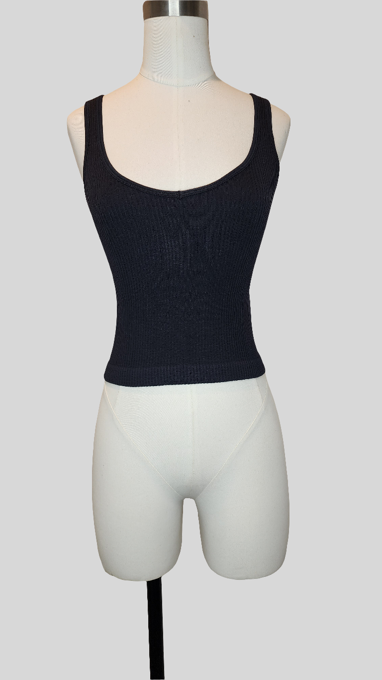 Emma Black Thick Rib Tank