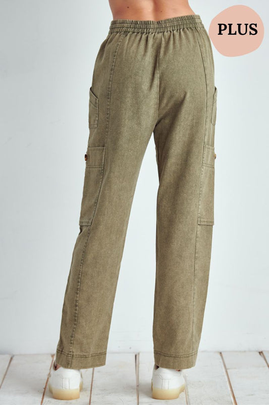 Somewhere, Some How Olive Cargo Pants (Curvy)