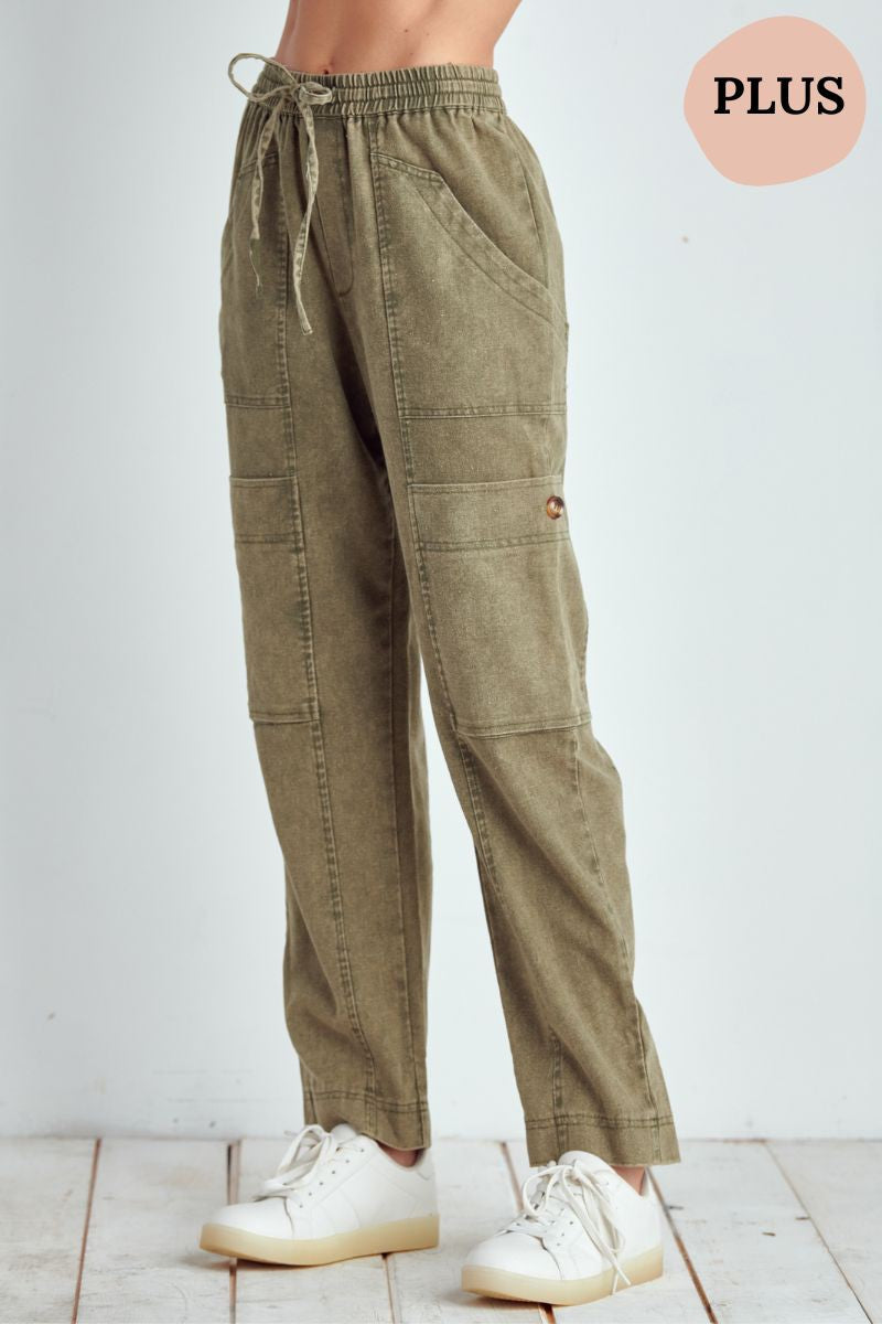 Somewhere, Some How Olive Cargo Pants (Curvy)