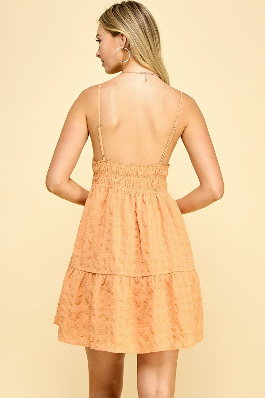 Sunset Orange Textured Cami Dress
