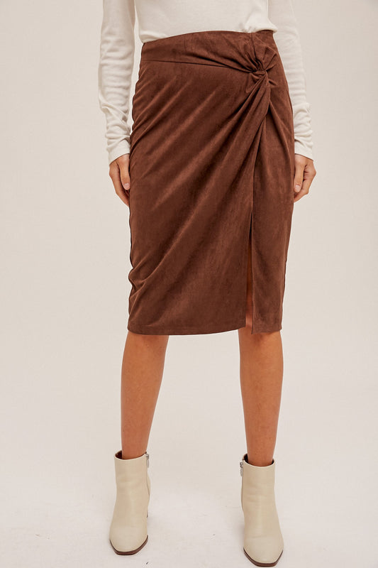 Lawson Vegan Suede Twist Pencil Skirt