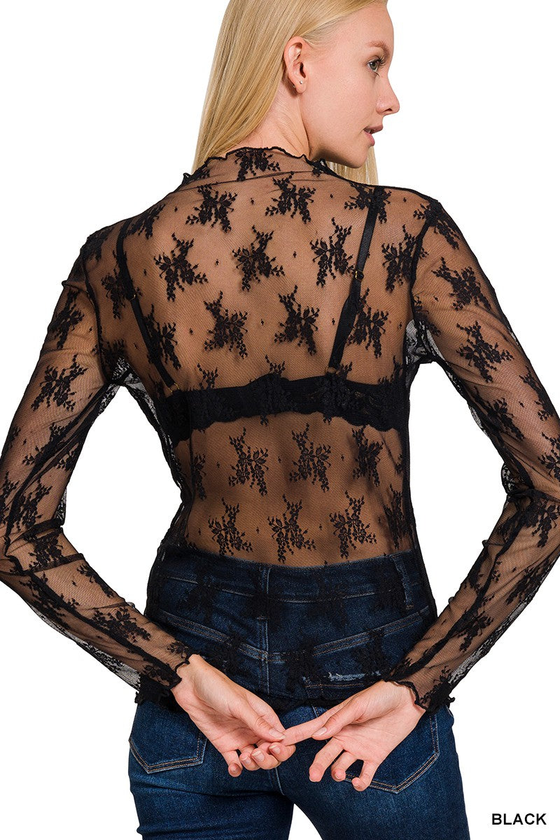 Layered Up Black Laced Mesh Top
