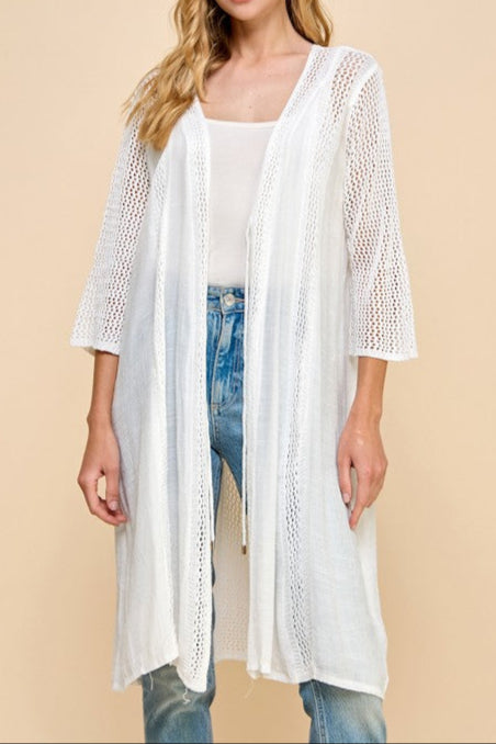 Inlay Knit White Kimono