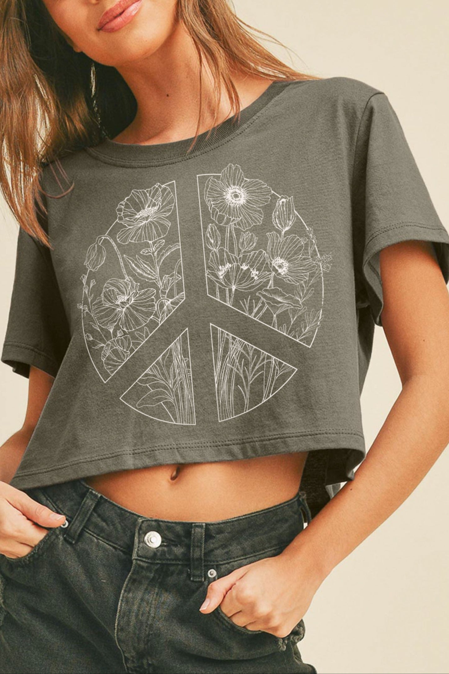 Flower Peace Grey Tee