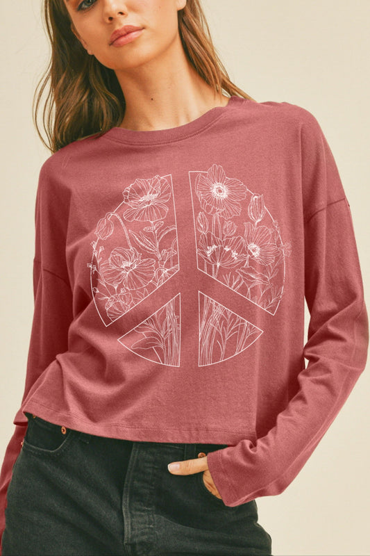 Vintage Rose Peaceful Flower L/S Tee
