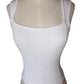 Amelia White Square Neck Ribbed Tank