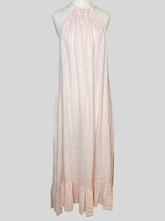 Soft Pink 100% Linen Dress