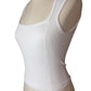Amelia White Square Neck Ribbed Tank