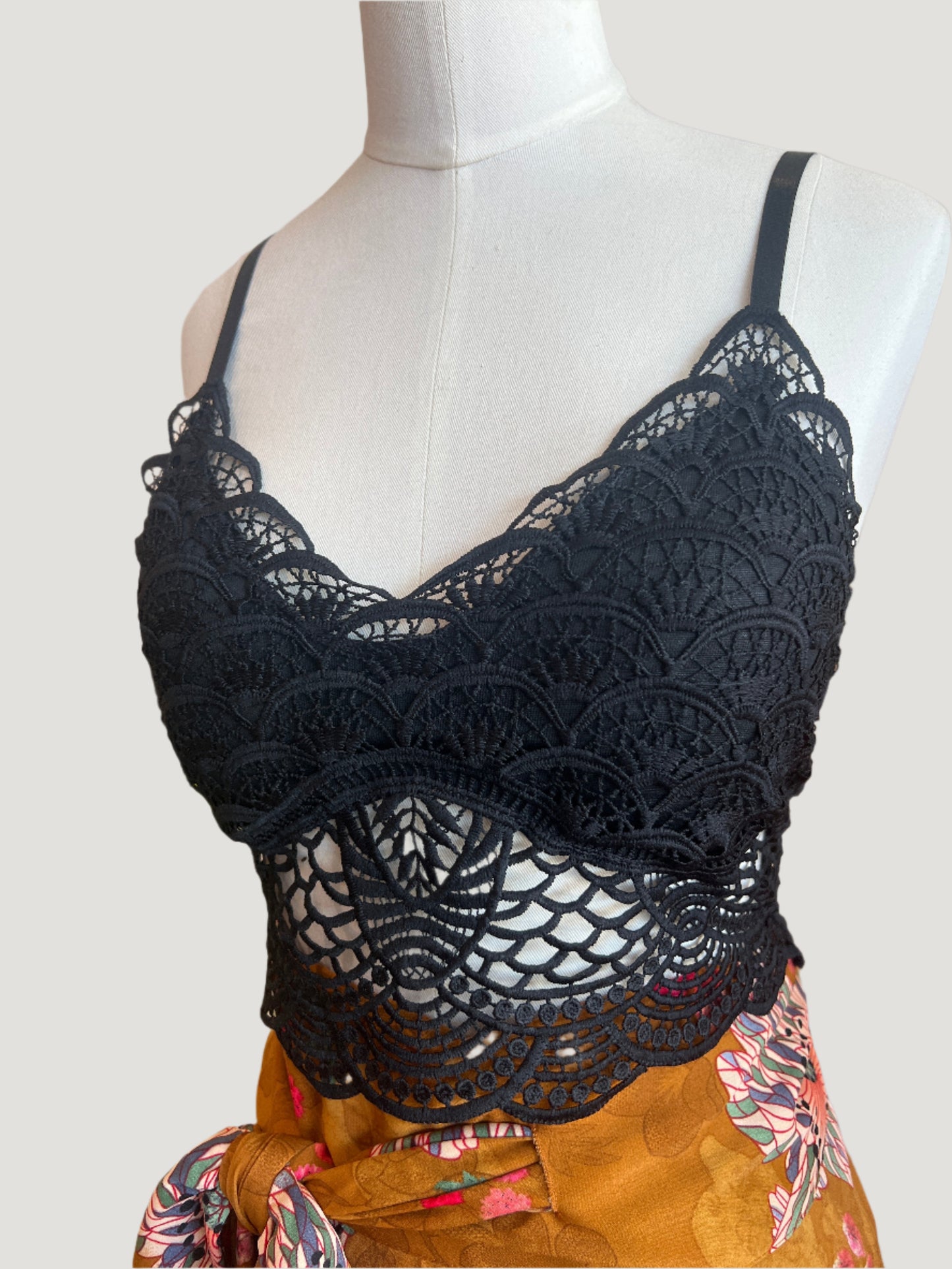 Black Crochet Bra Top
