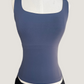 Olivia Steel Blue Seamless Square Neck Tank