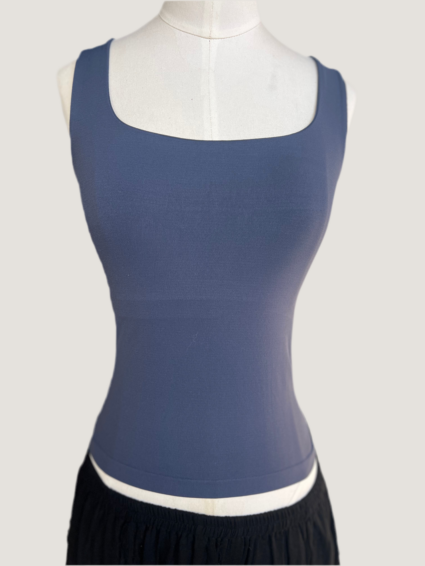 Olivia Steel Blue Seamless Square Neck Tank