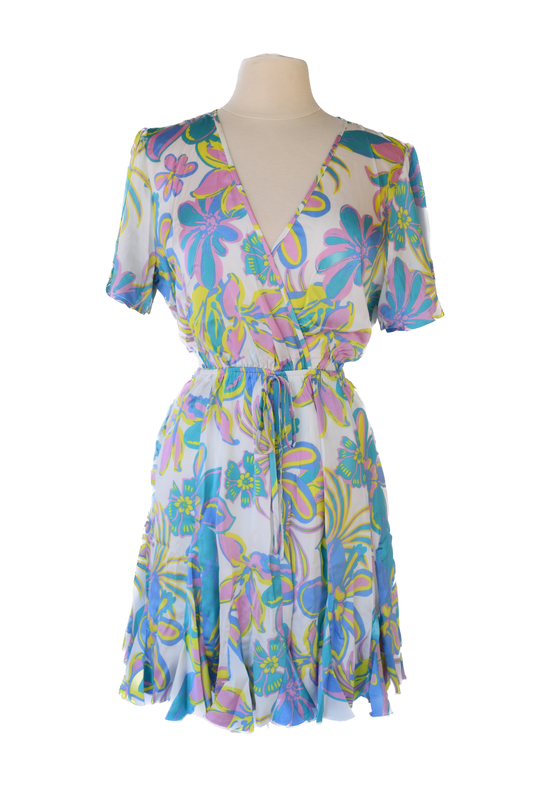 Flower Print Godet Dress (Curvy)