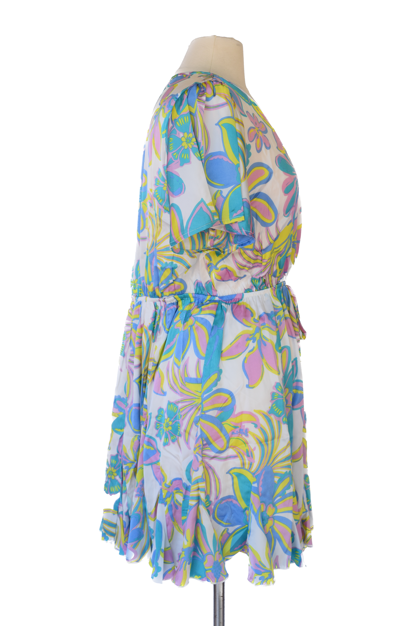 Flower Print Godet Dress (Curvy)