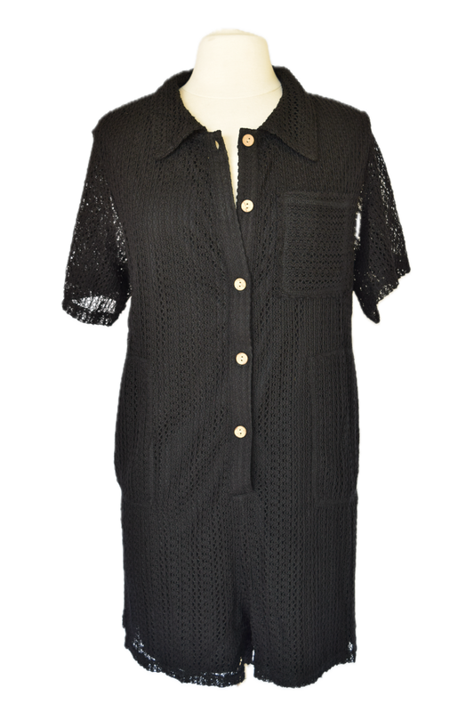 Black Cat Crochet Romper (Curvy)