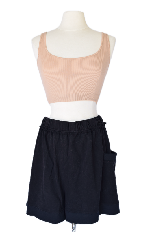 Casual Fling Black Knit Shorts (Curvy)