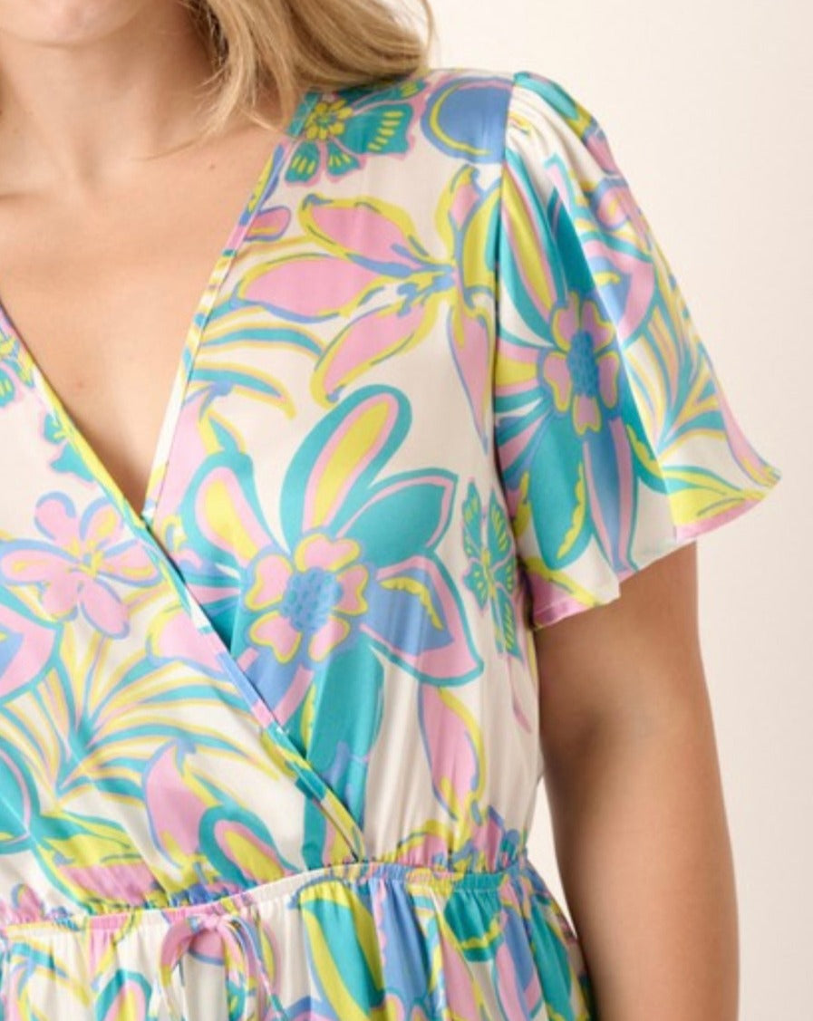 Flower Print Godet Dress