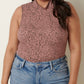 Wild Mock Neck Mauve Top (Curvy)