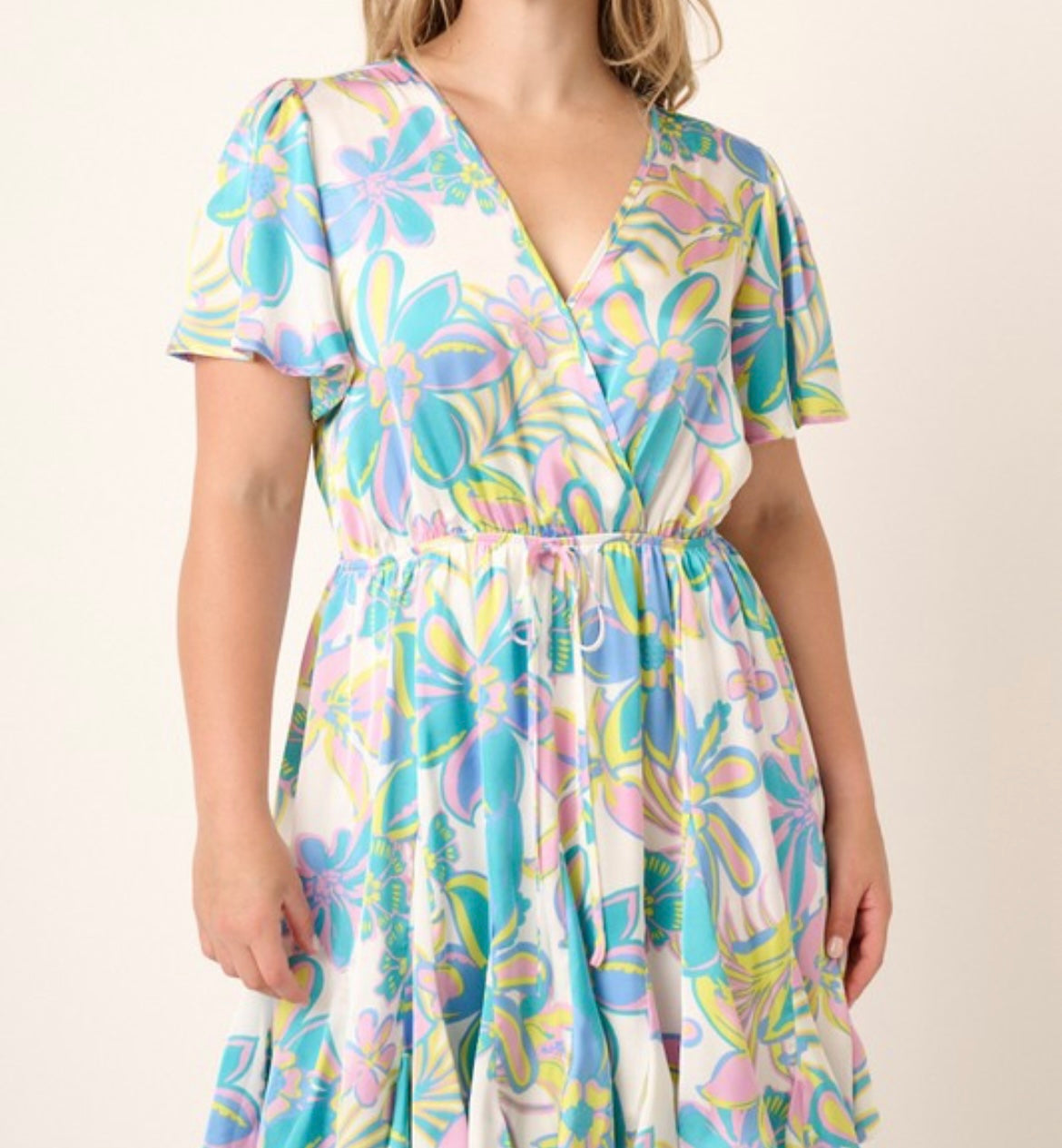 Flower Print Godet Dress