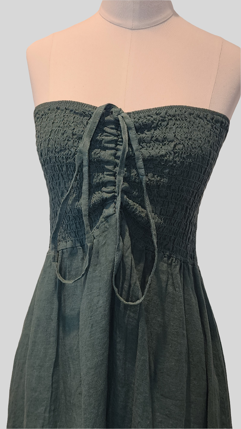 Forest Green Linen Dress