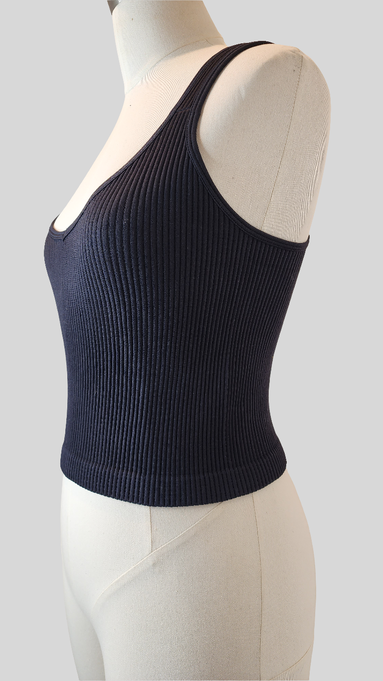 Emma Black Thick Rib Tank