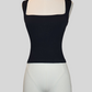Amelia Black Square Neck Ribbed Tank