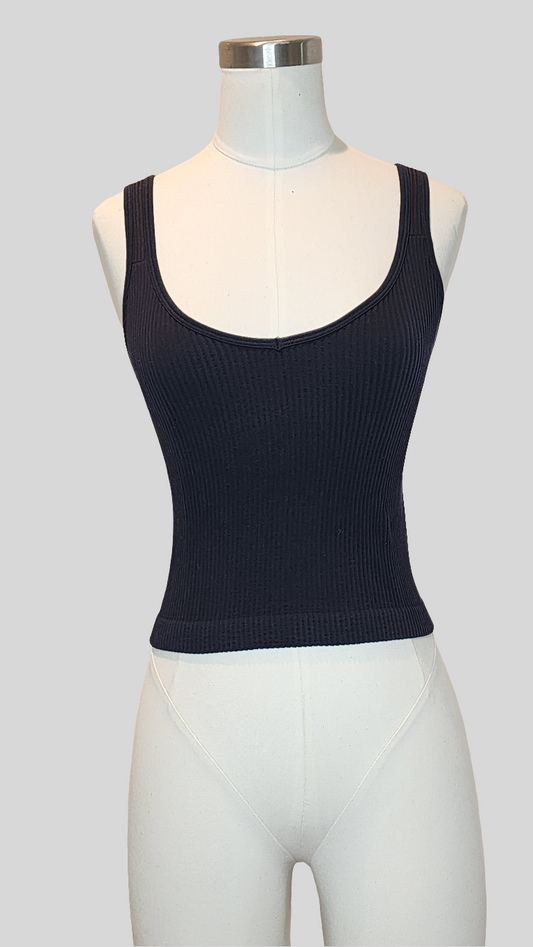 Emma Black Thick Rib Tank