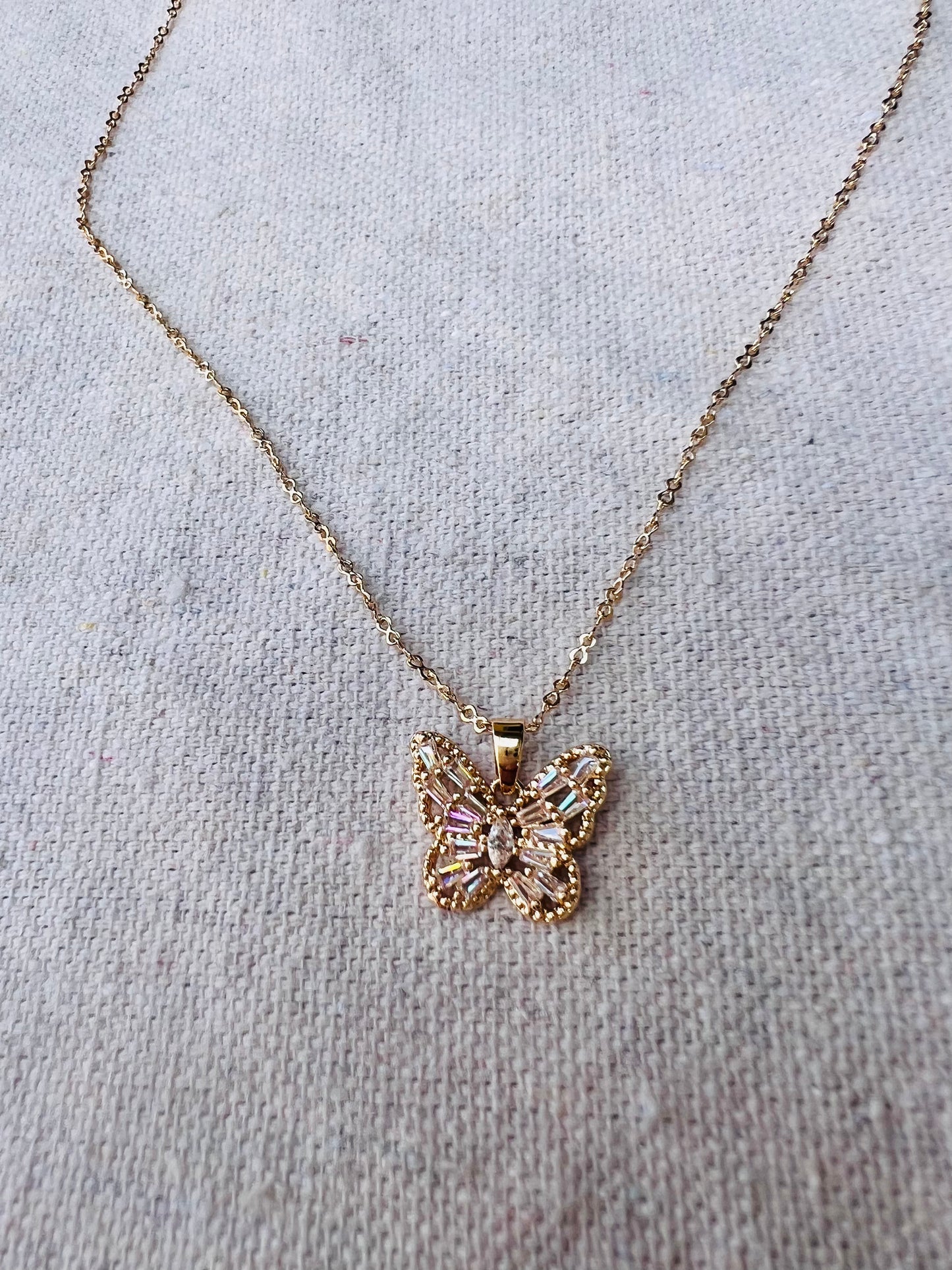 Crystal Butterfly Chain Necklace